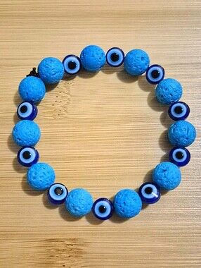 Handmade Lava Bead Evil Eye Essential Oil Diffuser Bracelet